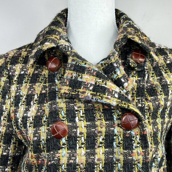 Millard Fillmore Green Houndstooth Tweed Cropped Blazer Jacket Size M - Picture 3 of 16